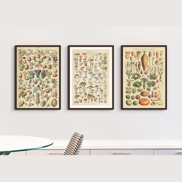 Esque Vintage Posterset - Fotowand - Adolphe Millot - Groenten - Fruit - Paddestoelen - Collage thumbnail