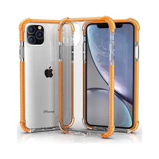 ShieldCase Bumper Shock Case Geschikt Voor Apple IPhone 12 / 12 Pro - Transparant Hoesje Met Gekleurde Randen - Kwalitatieve Backcover - Oranje