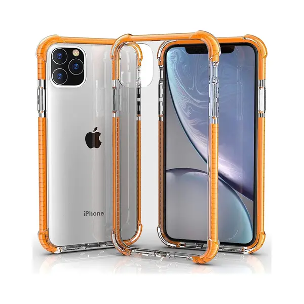 ShieldCase Bumper Shock Case Geschikt Voor Apple IPhone 12 / 12 Pro - Transparant Hoesje Met Gekleurde Randen - Kwalitatieve Backcover - Oranje thumbnail