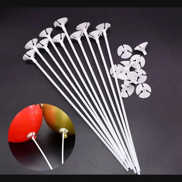 Ballonstaafjes Wit 20 Stuks - Ballon Staafjes - Ballonnen Stokjes - Kinderverjaardag - Verjaardag Feestje - 20 Stuks - Wit - 30 Cm - Happy Birthday - thumbnail