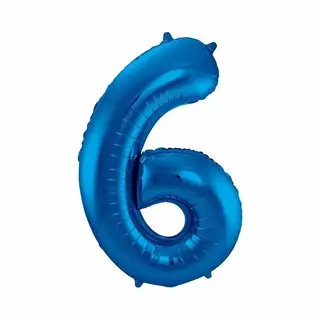 Cijferballon 6 Blauw, 16inch 40cm Kindercrea