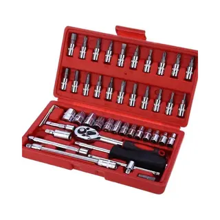 Professionele 46-Delige Dopsleutel Set -Met Momentsleutel Ratel & Verlengstuk - Doppendoos Torx/Inbus/Hex/Kruiskop Bit Doppen Set - Hoogwaardig