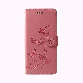 Bloemen & Vlinders Book Case - Geschikt Voor Samsung Galaxy J6 Plus (2018) Hoesje - Pink