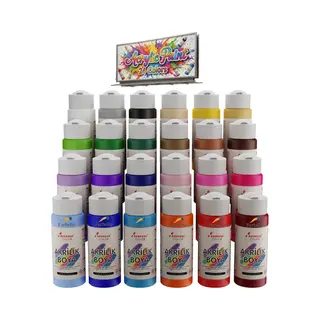 Farbello Acrylverf Set- 24 Kleuren, 24 *120 Ml., Sterk Gepigmenteerde, Niet Giftige Verf Op Waterbasis, Voor Canvas, Hout, Steen, Papier En Metaal.