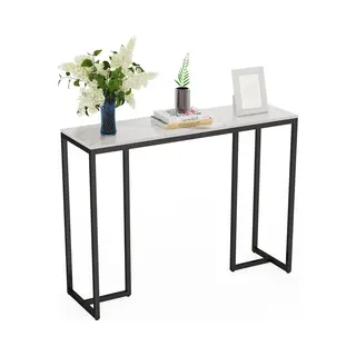 Fativo Consoletafel Marmerlook- Haltafel - Wandtafel - Sidetable - Zwart + Wit - 100 × 30 × 79 Cm (L X B X H) - Scandinavisch - Bijzettafel Met