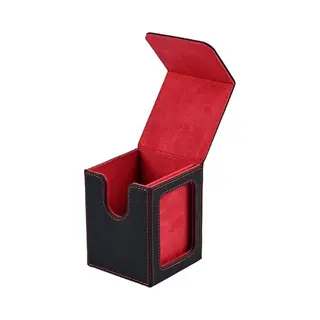 Mtg Deck Holder Met Venster - Opbergdoos Voor 120+ Sleeved Trading Cards - Magic Tcg Commander Deck Box (Zwart/Rood) - Met Commander Display Plastic