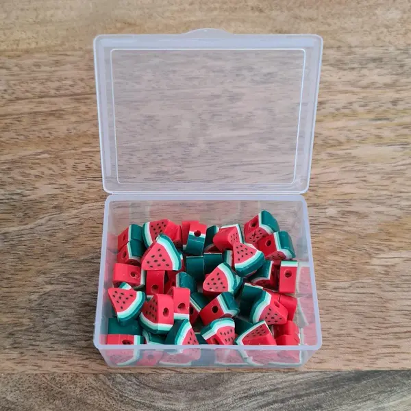 50 Stuks Kralen Watermeloen Rood - 1 Cm - Figuurkralen - Kleikralen - Fimokralen - Polymeer Kralen thumbnail