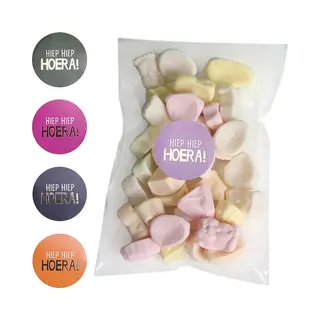 25x Uitdeelzakjes 10x15 Cm + Sluitstickers Hiep Hoera! Mix - Zakjes Met Plakstrip - Zelfklevende Zakjes - Uitdeelzakjes - Traktaties - Transparant -