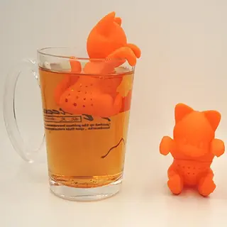 Poes / Kat Voor Losse Thee - Oranje - Theefilter / Theezeef / Thee Ei / Infuser - LeuksteWinkeltje