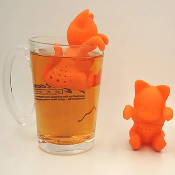 Poes / Kat Voor Losse Thee - Oranje - Theefilter / Theezeef / Thee Ei / Infuser - LeuksteWinkeltje thumbnail