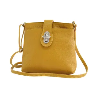 AmbraModa Italiaans Echt Lederen Handtas Schoudertas Crossbody Tas Citybag Crossover Voor Vrouwen GL007 Mostergeel