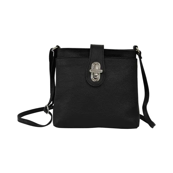 Ambra Moda Damen Echt Ledertasche Handtasche Schultertasche Umhängtasche Citybag Girl Crossover GL007 (Schwarz) thumbnail