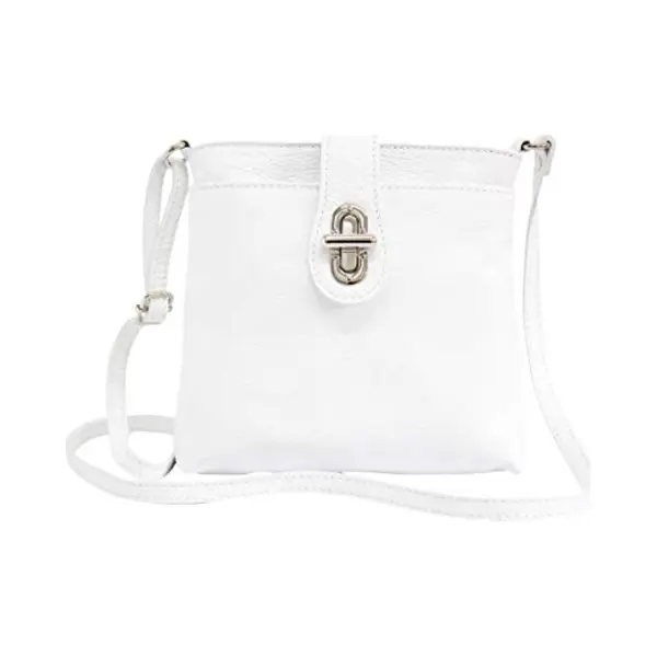 Ambra Moda Damen Echt Ledertasche Handtasche Schultertasche Umhängtasche Citybag Girl Crossover GL007 (Weiß) thumbnail