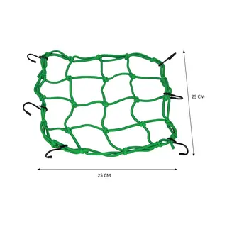 Banzaa Premium Bagagenet Met 6 Haken Groen – 25x25cm – 55x55 Uitgerekt | Spin, Motorfiets, Scooter En Fiets
