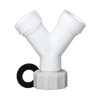 Dparts Wasmachinekraan Splitter - Y Stuk Aanvoer Kraan - Waterverdeler 2 Weg - Kraan Water Splitter - 3/4 Aansluiting Voor Wasmachine En Vaatwasser