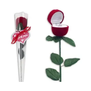 Ringdoosje Roos Incl. Gratis Ring - Valentijn Cadeau - Aanzoek - Verloving - Bruiloft - Huwelijksaanzoek - Liefde - Rood - Valentijn - Sieradendoos -