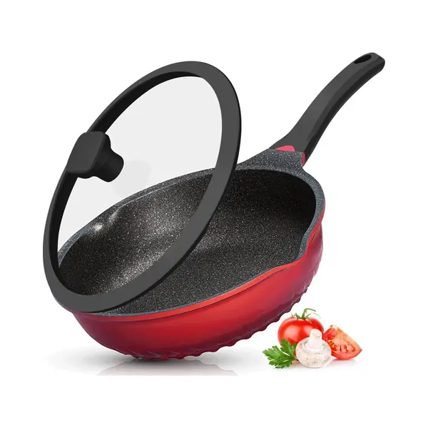 Hakal Multifunctionele 3 In 1 Wokpan Met Deksel + Wok + Hapjespan 28 Cm -Rood thumbnail