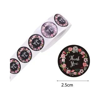Sluitsticker - Sluitzegel - Thank You | Bloem / Bloemen – Vrolijk - Kleur - Zwart - Wit | Bedankje - Envelop | Chique | Envelop Stickers | Cadeau -
