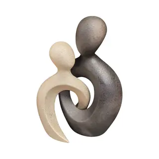 Gilde Handwerk Sculptuur Beeld Door Het Hart Verbonden Keramiek Zwart Goud Geglazuurd