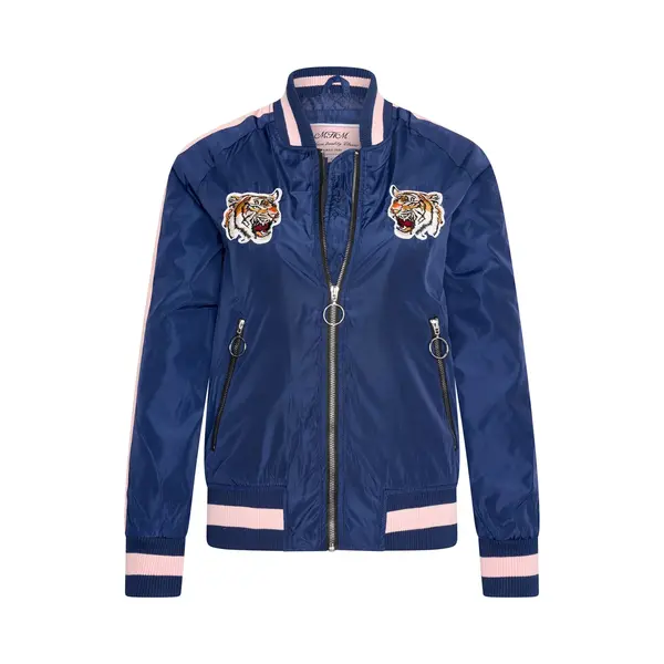 Subprime Mhm Fashion - Kinderjas Maat M Zomer Bomber Jacket Tiger Heads Navy - Blauw thumbnail