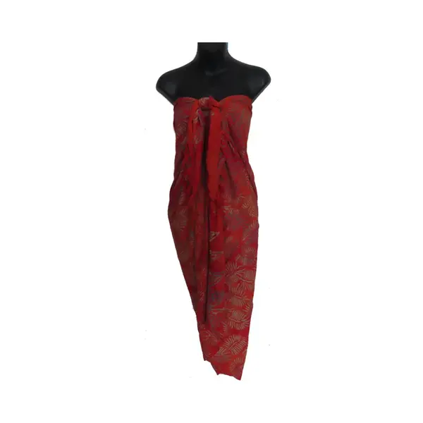 Sarong Bladeren Vlekken Patroon Lengte 115 Cm Breedte 165 Kleuren Rood Oranje Groen Blauw Paars Versierd Met Franjes. thumbnail