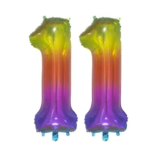 Folieballon 11 Jaar Regenboog 76cm