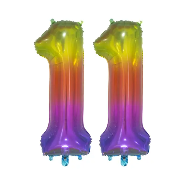 Folieballon 11 Jaar Regenboog 76cm thumbnail