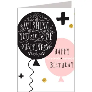De groot design Verjaardagskaart - Happy Birthday - Xl Formaat - Wenskaart - Ballonnen - Wit - Een Stuk