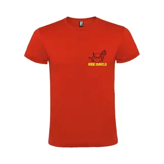 Belgie Ek Voetbal T-Shirt Rood “ Rode Duivels “ Print Klein Zwart / Geel Maat M