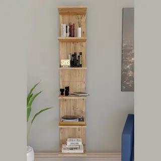 Wandmontage Boekenkast - Wandplank - Decoratieve Plank - Esthetisch Ontwerp - Pijnboom/Grenen - 180 X 35 X 30 Cm - 6 Planken