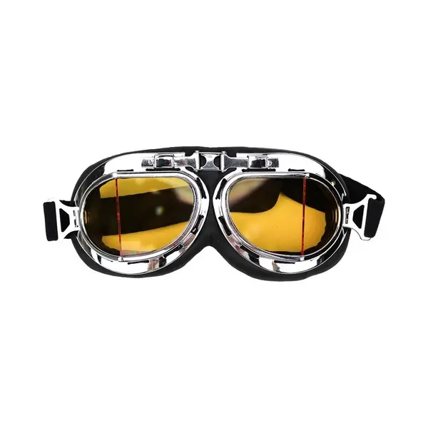 Crg Chrome Pilotenbril - Retro Motorbril - Motorbril Heren - Geel Glas thumbnail