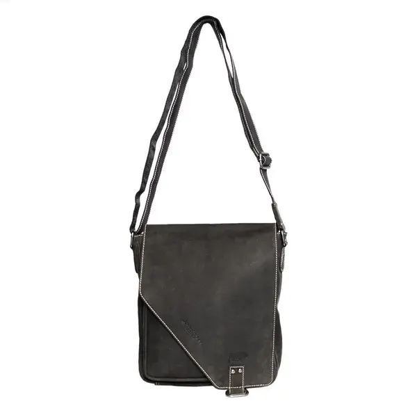 Arrigo Zwarte Schoudertas Leer Met Een Overslag Klep En Twee Magneetsluitingen – Crossbody Bag Zwart Leer thumbnail