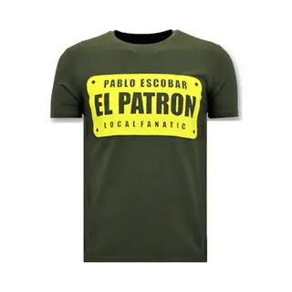 Local Fanatic Heren T Shirts Met Print - Pablo Escobar El Patron - Groen