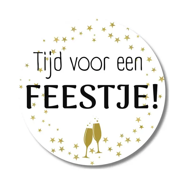 20 X Sluitstickers Uitnodiging Tijd Voor Een Feestje | Huwelijk Feest Geboortefeest Verjaardag | Enveloppe Stickers | 40 Mm Rond | Goud Wit Zwart thumbnail