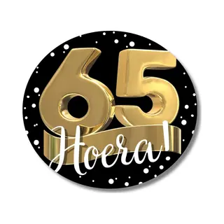 20 X Sluitstickers 65 Jaar - Zwart Goud - Verjaardag Feest Uitnodiging - Cadeaustickers