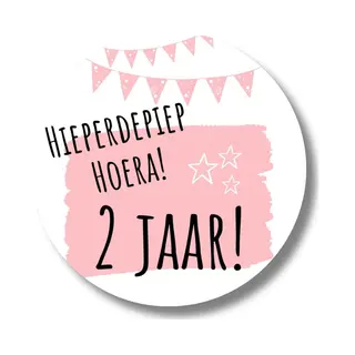 Stickers Trakteren 2 Jaar Verjaardag | Roze Traktatiestickers | Uitdelen | 20 Stuks