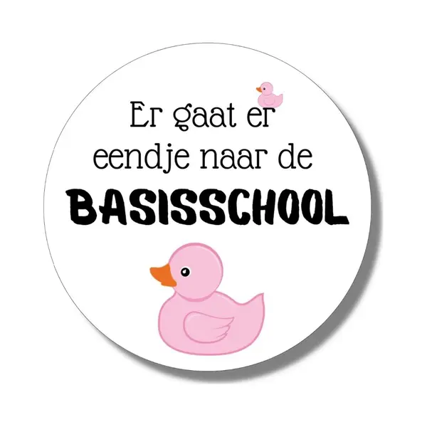 20 X Roze Traktatiestickers - Er Gaat Er Eendje Naar De Basisschool - Sluitsticker Afscheid | Wensetiket - Traktatiesticker Verjaardag - Kinder thumbnail