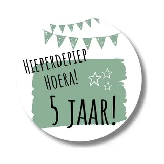 5 Jaar Verjaardag Groene Traktatiestickers | Stickers Uitdelen Trakteren | 20 Stuks