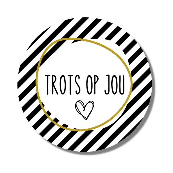 Trots Zijn Stickers - Cadeaustickers Op Vel - Zwart Wit Goud - 20 Stuks thumbnail
