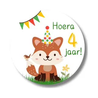 Stickers 4 Jaar - Traktatie & Verjaardag Cadeau - 20 Stuks - 4 Cm