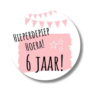 Stickers Trakteren 6 Jaar Verjaardag | Roze Traktatiestickers | Uitdelen | 20 Stuks