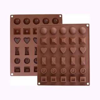 Holy Moldy Siliconen Chocoladevorm Mal - 30 Chocolaatjes - 6 Verschillende Vormen - Praline/snoep/chocolade Vorm