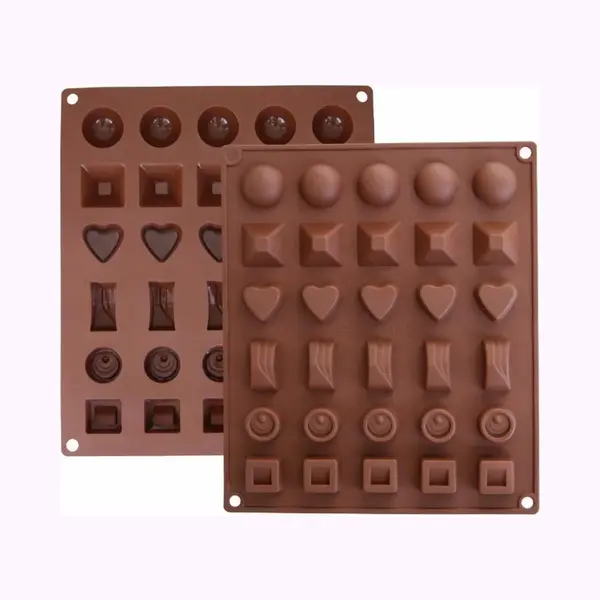 Holy Moldy Siliconen Chocoladevorm Mal - 30 Chocolaatjes - 6 Verschillende Vormen - Praline/snoep/chocolade Vorm thumbnail