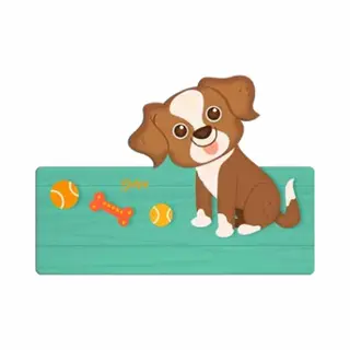 Naambord Hond - Kind - Meisje - Jongen - Hout - Dekori - Babykamer - Kinderkamer