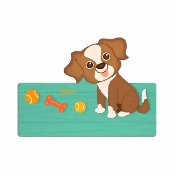 Naambord Hond - Kind - Meisje - Jongen - Hout - Dekori - Babykamer - Kinderkamer thumbnail