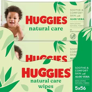 Huggies - Natural Care - Billendoekjes - 280 Babydoekjes - 5 X 56