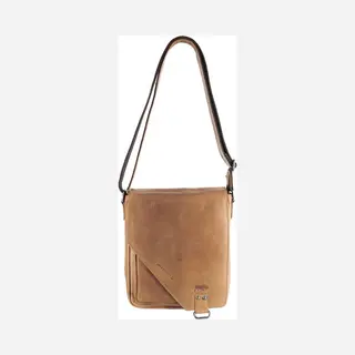 Arrigo Schoudertas Echt Leder In De Kleur Taupe Met Een Overslag Klep En Twee Magneetsluitingen – Crossbody Tas Taupe Kleurig Leer