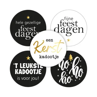 Kerst - Hele Gezellige Fijne Feestdagen Sluitsticker - Kerst Kadootje - Ho Ho - Sluitzegel – Kadosticker - Christmas - 5 Assorti | Kerstkaart