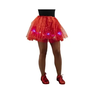 Chiamax Tule Rokje - Tutu - Volwassen Petticoat - Gekleurde Led Lampjes - Rood - Sterretjes - Festival