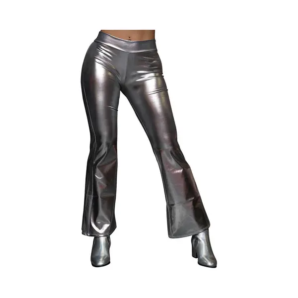 Chiamax Flared Legging/ Flared Broek - Zilver - Maat S - Disco - Hippie - Festival - Festival - Fout Feest thumbnail